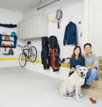 Asian couple in garage